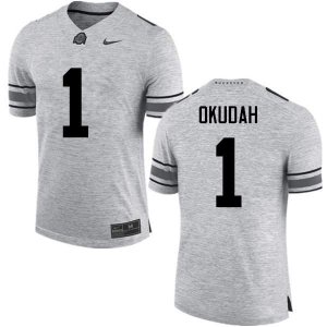 NCAA Ohio State Buckeyes Men's #1 Jeffrey Okudah Gray Nike Football College Jersey YQX5145LG